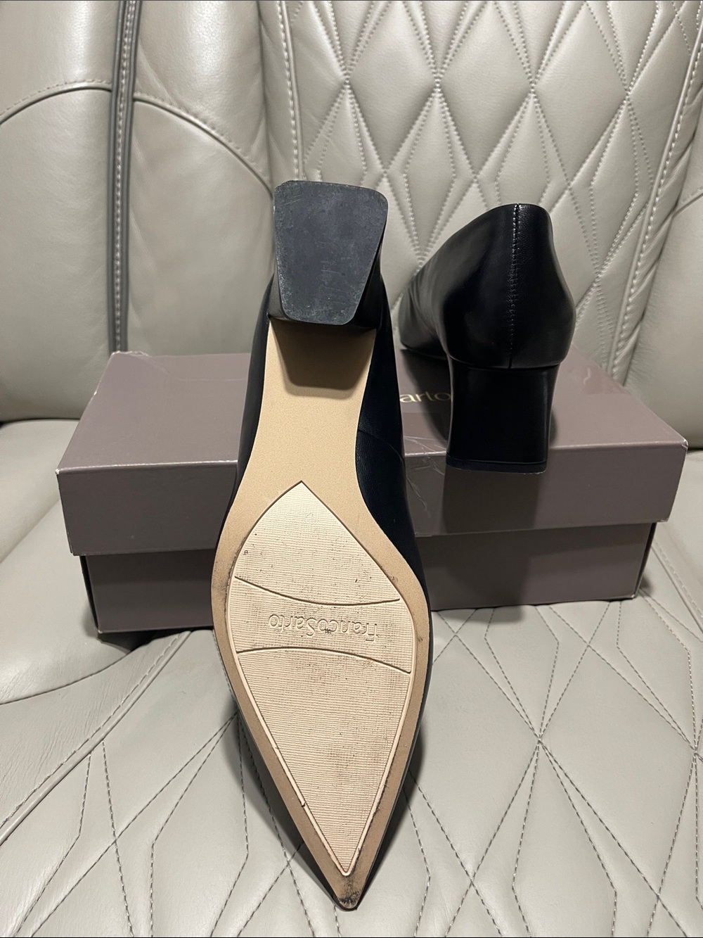 Franco Sarto Black Pointed-Toe Block Heel Pumps - Picture 8 of 12